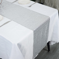Achat en gros de chemins de table en polyester terylène brodés de paillettes de 3 mm, style nordique, bleu royal, or, argent, pour banquets, fêtes, mariages