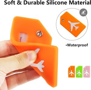 Silicone Luggage Tags for Travel Bag Suitcase Tags Standard Size Label <b>Flight</b> Baggage Accessories With Steel Loop Custom Logo - Product Image 5