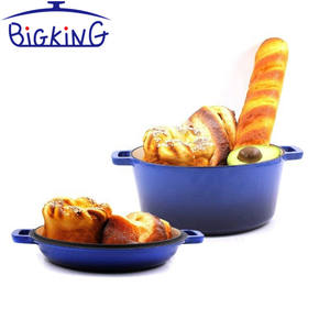 5 pintes nouvelle <span class=keywords><strong>fonte</strong></span> assaisonnée four hollandais émail revêtement poêle à frire marmite pour usage domestique Induction gaz Compatible boîte emballée - Product Image 6