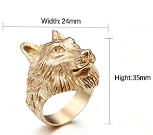 Anillo con Cabeza de Lobo, Chapado en Oro y Plata, Estilo Punk, Joyería Unisex de Moda para Uso Diario - Product Image 3