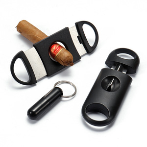Cigar Cutter Set Stainless Steel Double Blade V Shape Bar Style Three Piece Manual Cigar Accessories - Product Image 1
