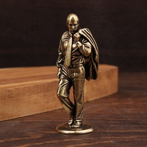 Creative Brass Figurine Man In Suit Desktop Ornament <b>Retro</b> Collectible <b>Decorative</b> Sculpture For Table Housewarming Gift 1PC - Product Image 1