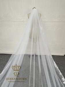 QUEENS GOWN Voile De Mariée Délicat Fan Forme Fleur Broderie Voile De Dentelle Avec Peigne À Cheveux Cathédrale Longueur pour La Mariée - Product Image 2