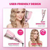 Alat Pengeriting Rambut Deep Wave dengan Layar LED, Pelat Keramik Turmalin, Pemanasan Cepat PTC, Mati Otomatis, Stok Tersedia