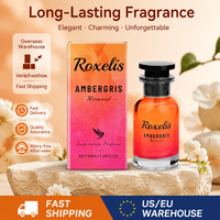 Parfum boisé chaud Ambregris 50ml, longue tenue, parfum riche, flacon en verre transparent rond, bouchon noir, spray unisexe, expédition depuis entrepôt étranger