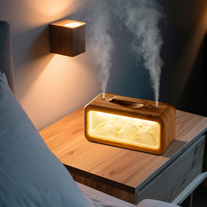 Nuevo humidificador doméstico de doble chorro con luz nocturna de montaña nevada y efecto de nieve artificial para escritorio - Product Image 6