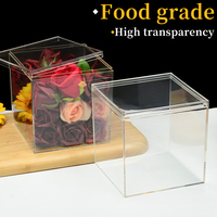Boîte de présentation carrée en plastique transparent de qualité alimentaire de 15cm pour pain gâteau au sucre stockage alimentaire réutilisable emballage cadeau de fête de mariage
