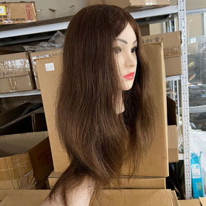 Tête de mannequin <span class=keywords><strong>d</strong></span>'entraînement en cheveux naturels pour <span class=keywords><strong>coiffure</strong></span>, visage de <span class=keywords><strong>femme</strong></span>, mannequin de barbier en cheveux humains véritables - Product Image 4