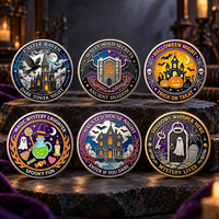17 styles de pièces de monnaie commémoratives en alliage de zinc sur le thème d'Halloween, pièces de collection fantaisie, pièces de défi, souvenirs et cadeaux