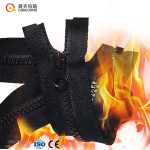 CHENQI Customized zipper Flame Retardant Zipper For Firefighting Suit plastic nylon metal fireproof zipper for fireproof suit