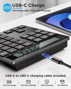 แป้นพิมพ์ตัวเลขอเนกประสงค์ ABS 34 ปุ่ม 2 in 1 บลูทูธไร้สาย พร้อมเครื่องคิดเลข - Product Image 5