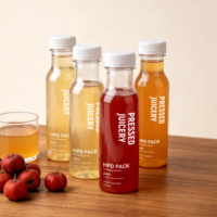 Bouteille carrée transparente en PET avec bouchon à vis 250 ml et 500 ml pour café, soda, boissons énergisantes et jus pressés frais