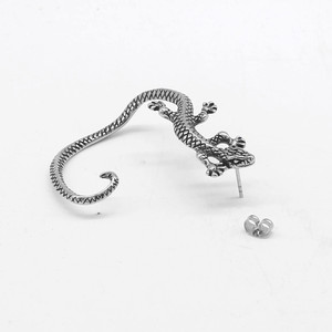 Pendientes de clip con forma de lagarto de Yunnique, joyería de fiesta con forma de animal de plata tibetana para hombres y mujeres - Product Image 4