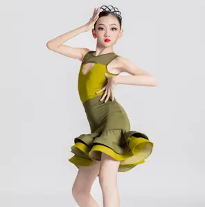 시니어 라틴 댄스 드레스 2023 여름 새로운 여자의 훈련 드레스 전문 어린이 댄스 스커트 큰 치마 스윙 의상