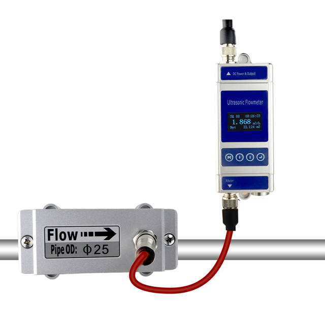 Industrial Clamp on Ultrasonic Flow Meter for Water Balancing Hydraulic Flow Monitoring with Temperature Sensor and Data Logger