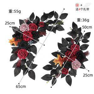 Bouquet de roses artificielles en orme, couleur gothique, pour décoration de mariage, ornement mural floral - Product Image 5