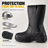 Sepatu Keselamatan Kulit S3 Khusus untuk Pekerja Ladang Minyak, Ujung Baja, Sol Tengah Baja, Model Tarik, Bersertifikasi CE EN ISO 20345 ASTM F2413, Grosir
