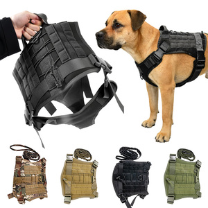 卸売ヘビーデューティー戦術犬用ハーネス、リード付き、伸縮性のあるアンチプルデザイン、トレーニングやアウトドアアドベンチャーに最適 - Product Image 1