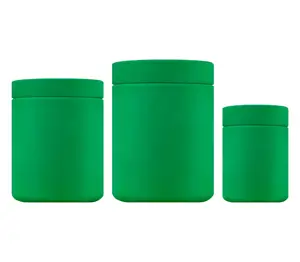 40oz HDPE màu xanh lá cây cảm ứng mềm cấp thực phẩm nhựa Jar dinh dưỡng bao bì nhựa Canister với nắp