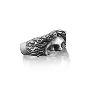 Bague Masque Vénus Créative Style Européen-Américain, en Argent Thaïlandais Rétro, avec Ouverture Géométrique en Alliage, Réglable, Unisexe, pour Usage Quotidien - Product Image 4