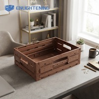 Caisse pliable en plastique imitation bois, panier de rangement pour fruits et légumes, ventilée, empilable, boîte de présentation pour la vente au détail