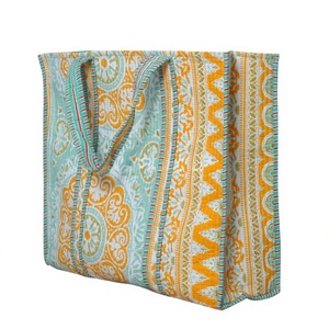 Bolsa de Mano Ecológica 100% Algodón, a Rayas, Grande, Acolchada, con Asa Larga, Reutilizable, para Uso Diario, Compras, Rajasthan - Product Image 1