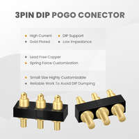 Connecteur Pogo Pin à ressort 3 broches DIP en cuivre plaqué or pour chargeur à courant élevé