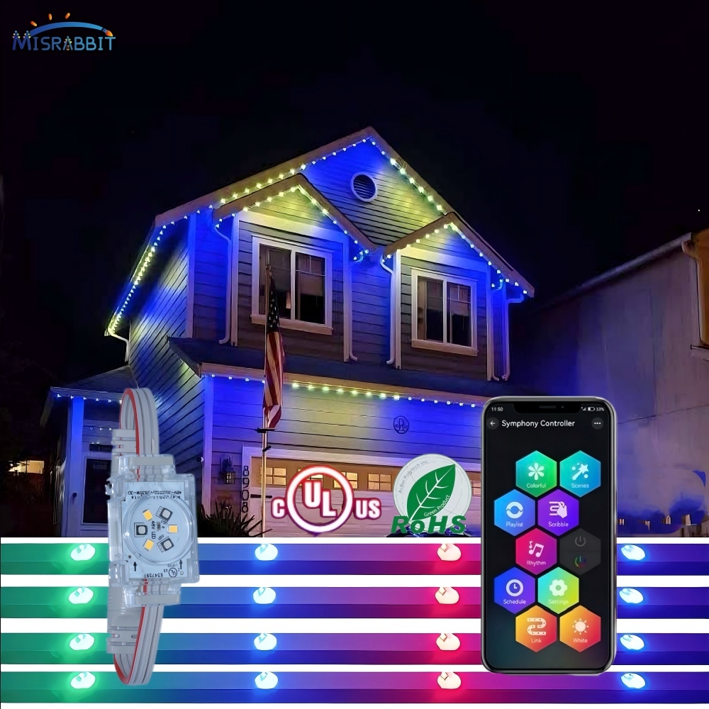 Led Point Lights Commercial PVC Remote Control 48V RGBW IP68 Jellyfish Gemstone Style Permanent Outdoor Pixel WS2811 6LEDs