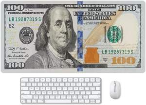 Tapis de souris de jeu XXL personnalisé avec design dollar, base en caoutchouc antidérapante, tapis de bureau étendu pour <span class=keywords><strong>clavier</strong></span>, PC, ordinateur portable, usage bureautique - En stock - Product Image 5