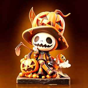 Ensemble de figurines en bois mignonnes pour Halloween, clown vintage, décor de table et d'étagère, dessin animé effrayant, ornement de fête d'Halloween, cadeau pour la maison - Product Image 1