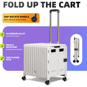 Portable Foldable Metal Stair <b>Trolley</b> Climbing <b>Wheeled</b> Luggage for Camping Picnic Rolling Shopping Hand <b>Cart</b> with Plastic Folds - Product Image 3