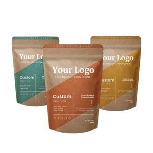 Sachets de café refermables avec logo imprimé personnalisé, emballage alimentaire biodégradable avec fermeture éclair pour grains de café, sac d'emballage en papier kraft - Product Image 2