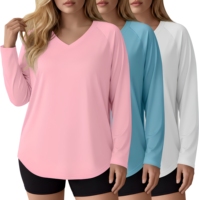 Lot de 3 maillots de bain Rash Guard personnalisés pour femme, grande taille, à manches longues, protection solaire UPF50+, séchage rapide, en polyester et élasthanne, pour l'été et la plage