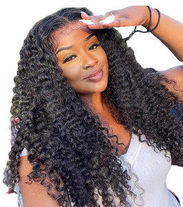 Perruque bouclée birmane densité 250, cheveux humains, perruque frontale en dentelle Deep Wave 13x4 HD transparente, perruques brésiliennes en cheveux humains pré-épilées - Product Image 1