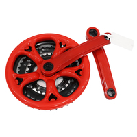 Pédalier de VTT avec manivelle en fer recouvert de plastique rouge vif, accessoires de vélo, plateaux de chaîne