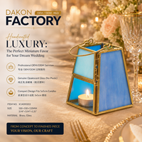 Lanterne géométrique miniature en verre teinté faite à la main pour centre de table de mariage, décoration de table de banquet, porte-bougie en laiton de 4,3 pouces, vente en gros