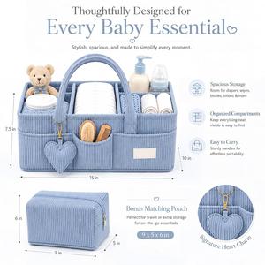 Panier de rangement pour couches et lingettes pour bébé avec inserts amovibles - Product Image 2