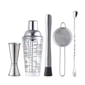 Ensemble de 5 shakers à <span class=keywords><strong>cocktail</strong></span> en acier inoxydable: outils de bar avec verre à mélanger, shaker étanche, parfait pour les cocktails - Product Image 1