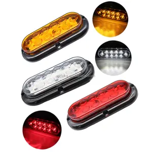 Luz de freio oval para caminhão, 6 polegadas, 10 led, luz traseira, sinal de rotação, luz lateral, luz de seta