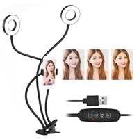 Andoer 3.5 pouces Clip-On Mini USB Ring Light Fill-in Lamp Dual 3 Modes d'éclairage Dimmable Flexible Arms Design Ring Light