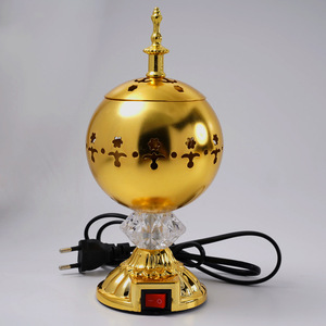 Bruciatore di incenso elettrico in metallo dorato stile mediorientale e arabo, bestseller, con Bakhoor ecologico e per uso religioso - Product Image 2