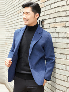 Manteau double face en cachemire Hommes Style <span class=keywords><strong>court</strong></span> 2025 Automne Hiver Nouveau Modèle 100% Laine Haut de Gamme Coupe ample Col en V - Product Image 5