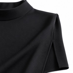 Robe longue maxi moderne Abaya à col montant en crêpe 240 GSM, manches longues, fente latérale, grande taille, OEM Émirats Arabes Unis 1X-5X - Product Image 2