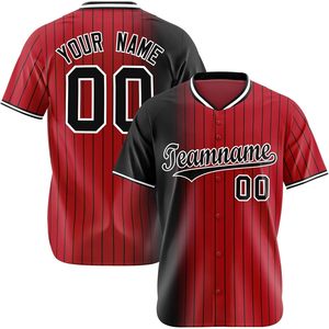 Maillot de baseball personnalisé à rayures unisexe pour adulte, avec nom et numéro personnalisés, design dégradé, vêtement de sport anti-humidité - Product Image 1