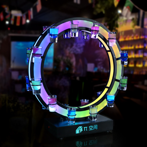 Verres à shot rechargeables personnalisables avec logo gratuit, 12 tasses, plateau de <span class=keywords><strong>service</strong></span> métallique, LED décorative, jetable, pour boîte de nuit, bar, porte-vin - Product Image 1