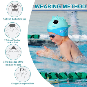 Gorro de Natación de Silicona con Diseño de Peces, a Prueba de Fugas, con Logotipo Personalizado, para Niños, Gorro de Piscina Impermeable con Estampado de Dibujos Animados - Product Image 6