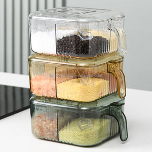 Nouvelle Boîte à Condiments et Épices Hermétique en <span class=keywords><strong>Plastique</strong></span> à 4 Compartiments avec Couvercle et Cuillère pour Rangement de Cuisine - Vente Chaude 2026 - Product Image 5