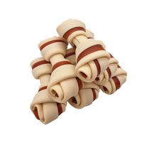 Friandises pour chiens hypoallergéniques saveur bœuf, os noués bicolores, sans céréales, riches en protéines, pour soins dentaires et chiens sensibles