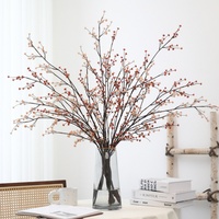 Fleurs artificielles de haute qualité à longue tige en plastique, effet toucher réel, gypsophile blanc et vert pour Noël, Nouvel An, maison, mariage, fête