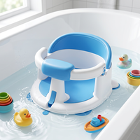 Chaise de bain pour bébé avec dossier et barre de sécurité, ventouses antidérapantes, certifiée CE, en plastique PP+TPR, pour 0-18 mois